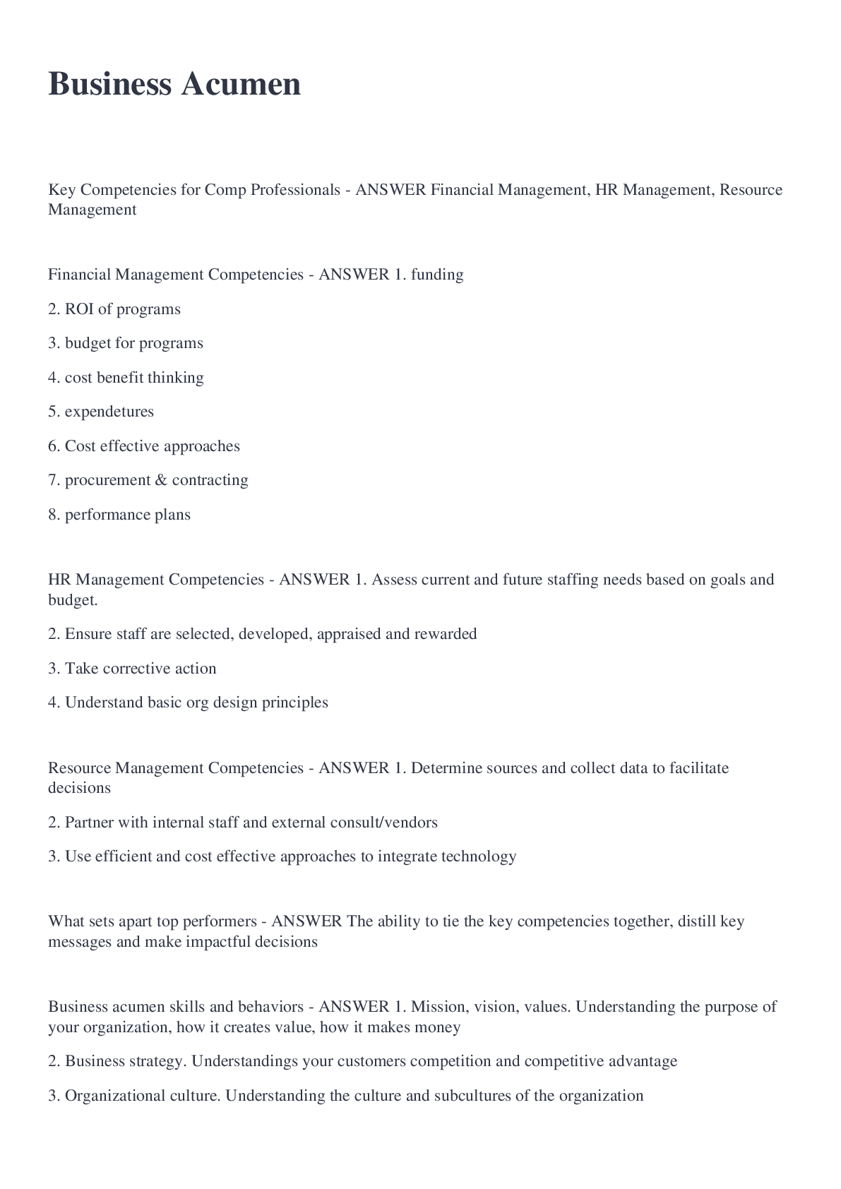 Preview image of Business Acumen document